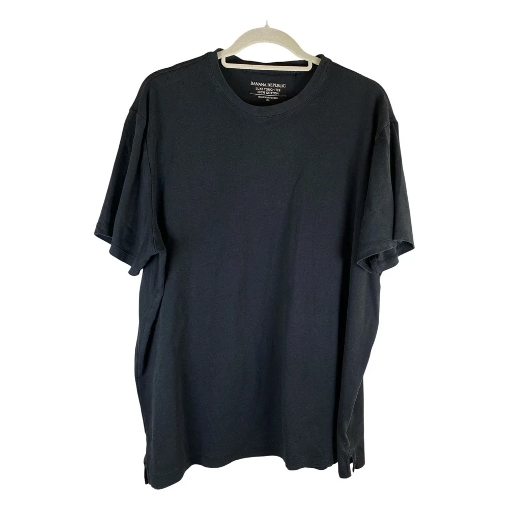 Banana Republic Luxe Touch Tee Mens XXL Black Cotton Crewneck Capsule Minimalist